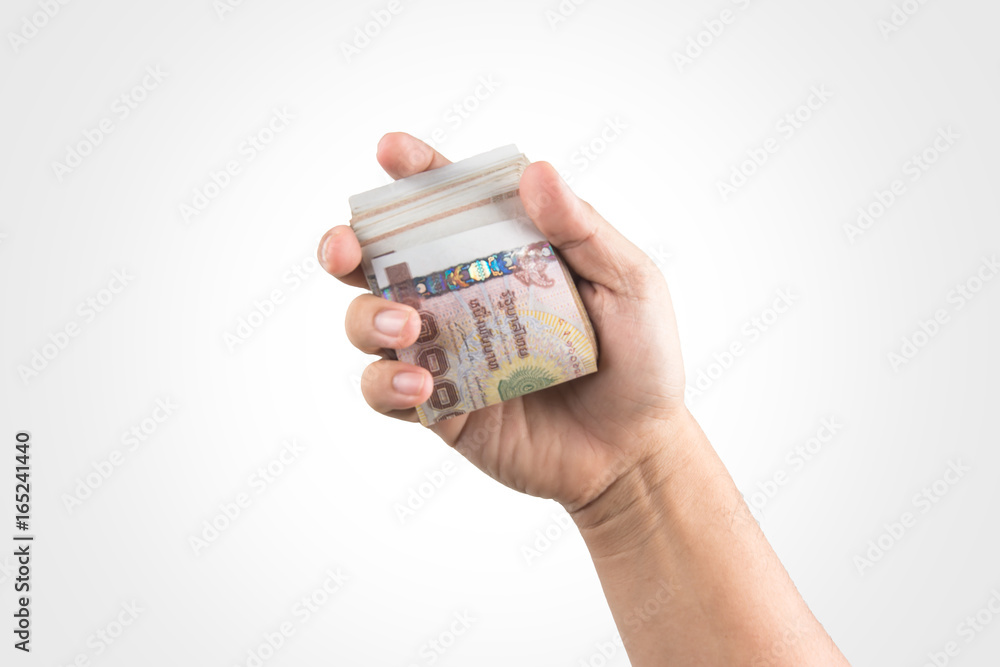 The Thailand money in hand ,isolate The Thailand money in hand ,isolate