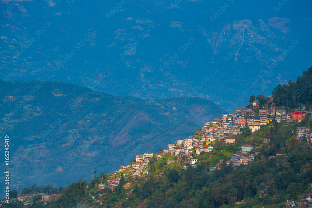 Darjeeling town view from high angle view shot