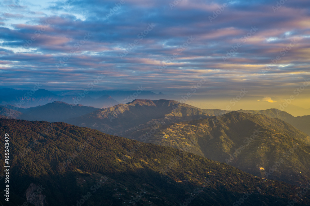 Dramatic landscape with colorful from sunlight at Tonglu trekkers hut