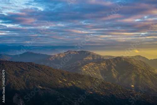 Dramatic landscape with colorful from sunlight at Tonglu trekkers hut