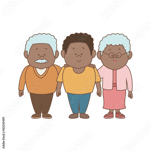 Family cartoon concept represented by grandparents with son icon. Isolated and Colorful illustration.
