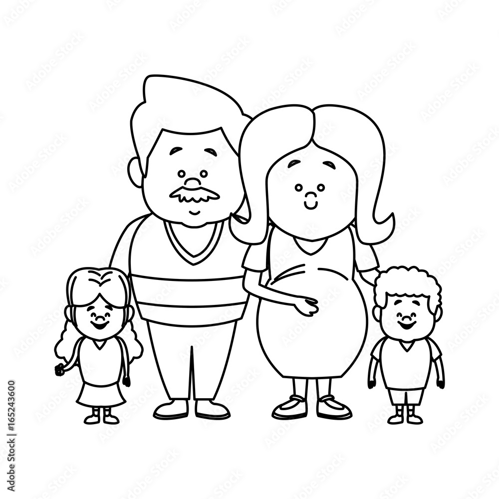 happy young family dad and pregnant mother kids happy young family dad and pregnant mother kids