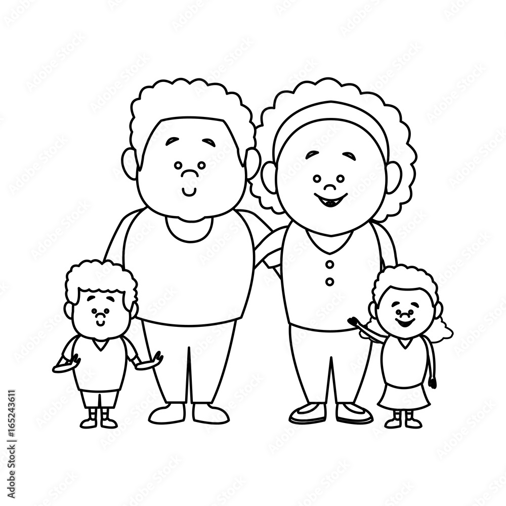Stock vector illustration of a family portrait of parents and their children, son and daughter Stock vector illustration of a family portrait of parents and their children, son and daughter
