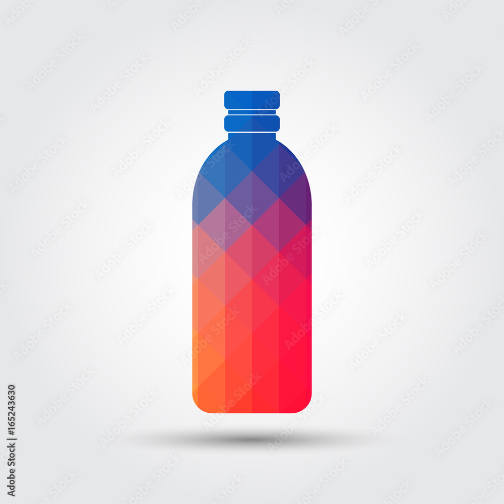 Bottle of water icon, Colorful geometric style Bottle of water icon, Colorful geometric style
