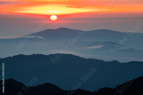 mountain layer during chage of light from nuture and cloud photo