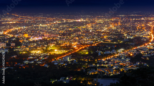 night view of city of Chiangmai , Thailand