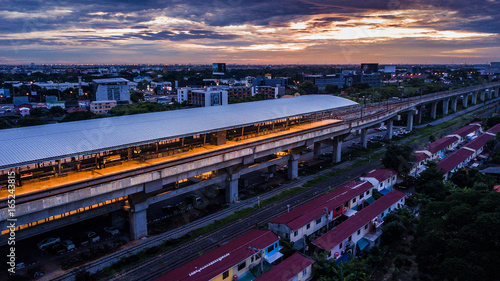 train subway station in Thailand, Twilight time sky