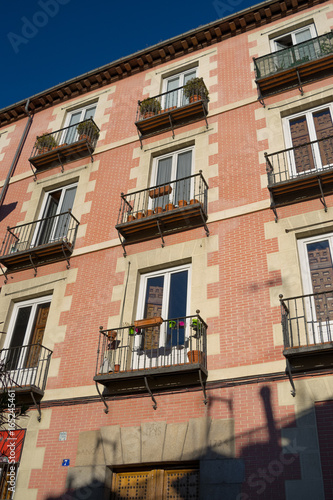 Building under sunny sky in Madrid, Spain