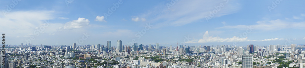 東京風景　パノラマ　7月　恵比寿からのぞむ都心全景