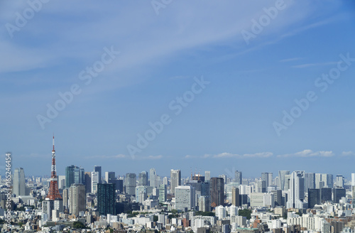 東京風景　東京タワーと都心の街並み　田町　芝浦方面