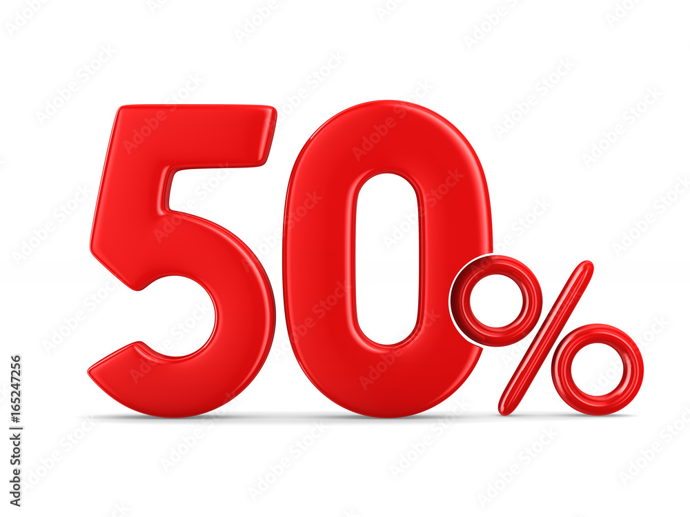 Fifty percent on white background. Isolated 3D illustration Fifty percent on white background. Isolated 3D illustration