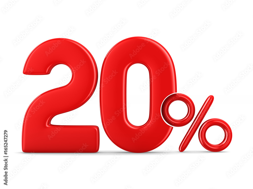Twenty percent on white background. Isolated 3D illustration Twenty percent on white background. Isolated 3D illustration