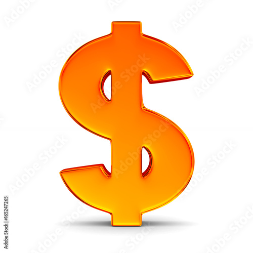 Sign dollar on white background. Isolated 3D illustration