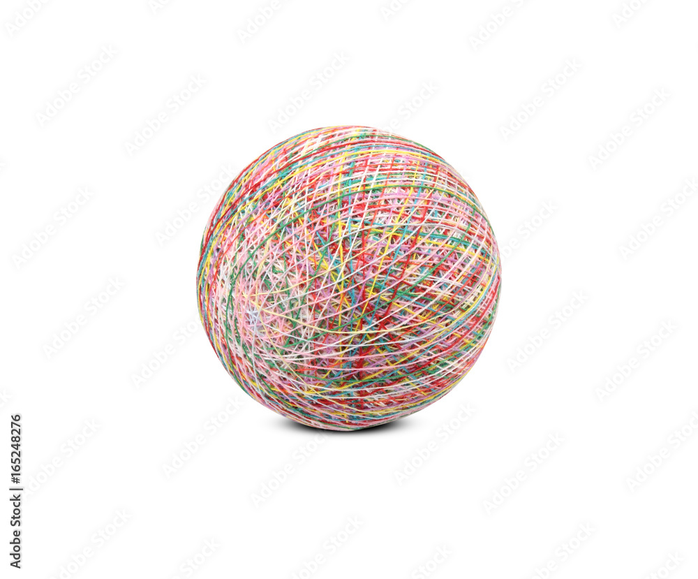 multi-colored ball thread isolated on white multi-colored ball thread isolated on white