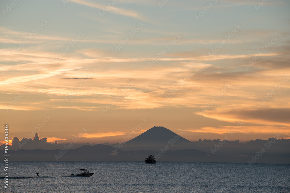 Seas at sunset and Mt. Fuji Seas at sunset and Mt. Fuji
