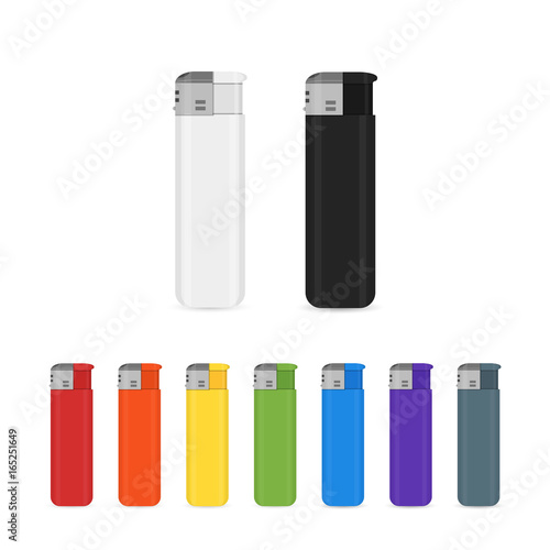 Vector set of flat cigarette lighter icons.