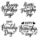 Happy Friendship Day. Set of hand drawn lettering phrases on white background. Design element for poster, greeting card. Vector illustration