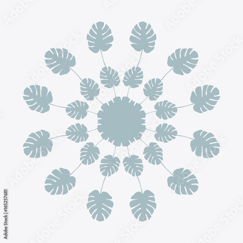 Trendy Round Tropical Leaves Decoration Element. Pastel Colored