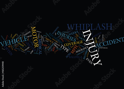 THE MOTOR VEHICLE ACCIDENT WHIPLASH TYPE INJURY AS OF Text Background Word Cloud Concept