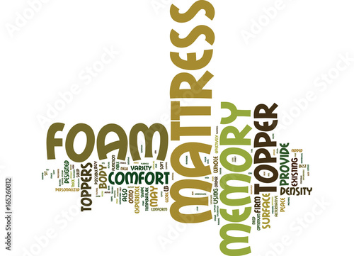 THE MEMORY FOAM MATTRESS TOPPER Text Background Word Cloud Concept