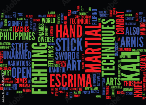 THE MARTIALARM INTRO TO ARNIS Text Background Word Cloud Concept photo