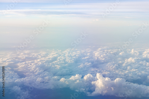 Blue sky and cloud view on airplane