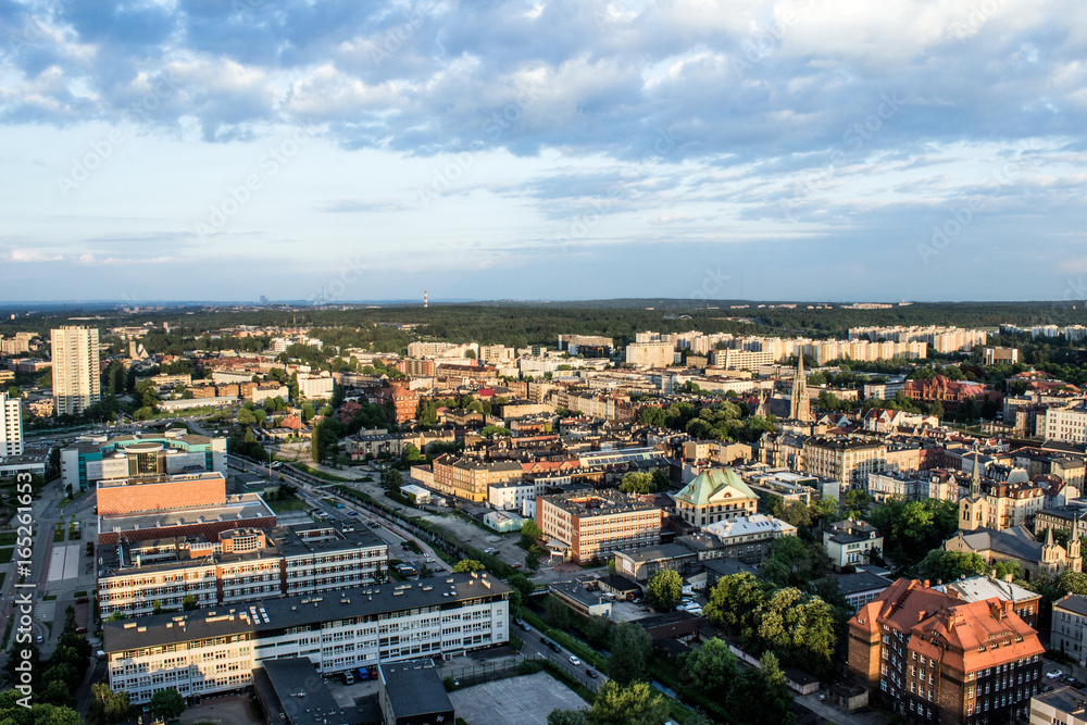 View of southwestern part of Katowice from the bird's eye view - obrazy, fototapety, plakaty 