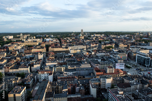 View of Katowice city center from the bird's eye view