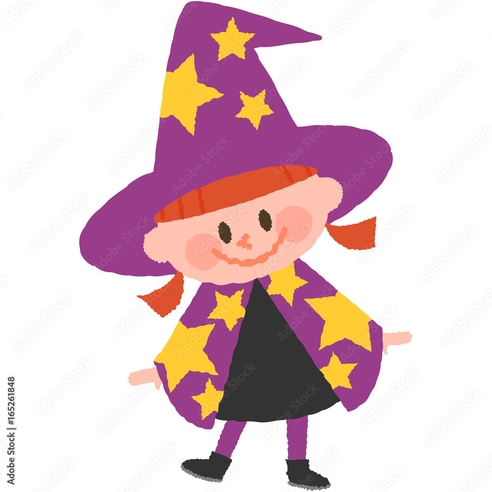 a vector illustration of a girl wearing halloween costumes