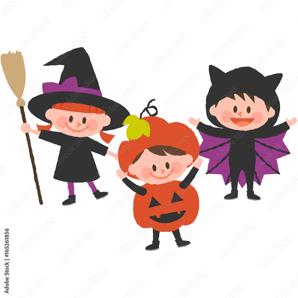 a vector illustration of children wearing halloween costumes a vector illustration of children wearing halloween costumes