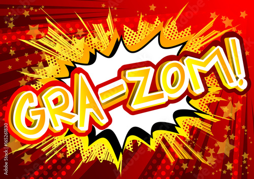 Gra-Zom! - Vector illustrated comic book style expression.