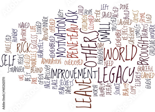 THE LEGACY YOU LEAVE Text Background Word Cloud Concept photo