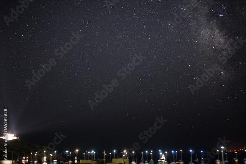 Milky way starry night in Sounion Greece