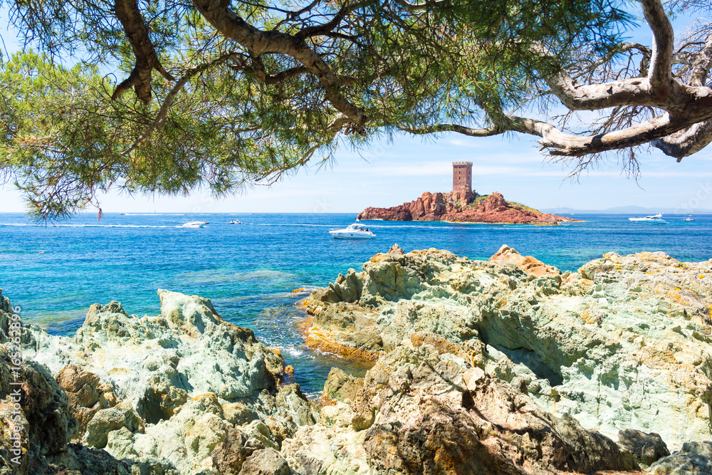 Bay at Frejus, Esterel massif, Cote d'Azur, French riviera, south france