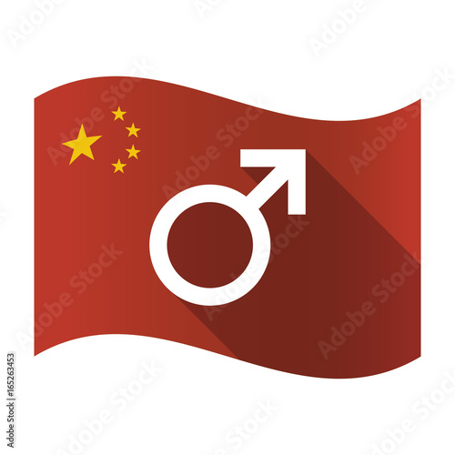 Isolated China flag with a male sign