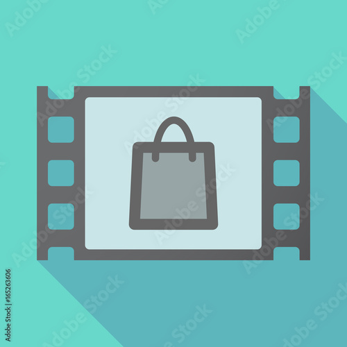 Long shadow film frame with a shopping bag