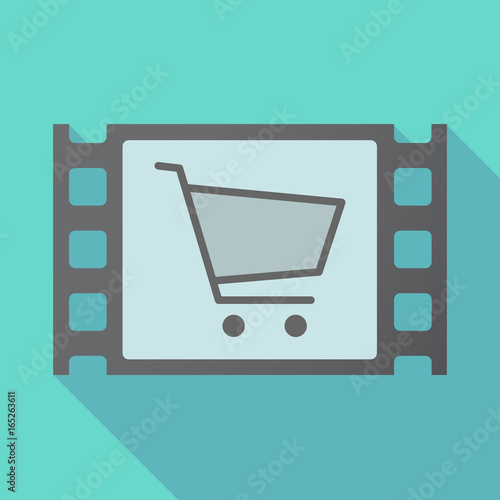Long shadow film frame with a shopping cart