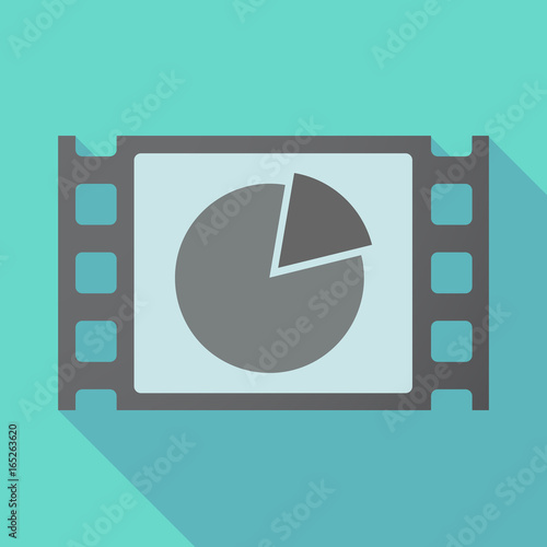 Long shadow film frame with a pie chart