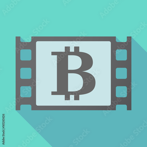 Long shadow film frame with a bit coin sign