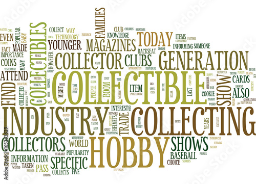 THE IMPORTANCE OF THE COLLECTIBLE HOBBY INDUSTRY Text Background Word Cloud Concept