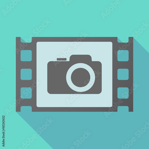Long shadow film frame with a photo camera