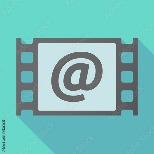 Long shadow film frame with an at sign