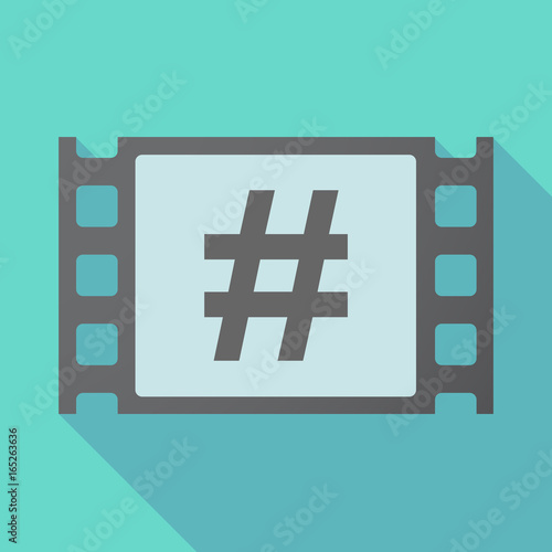 Long shadow film frame with a hash tag