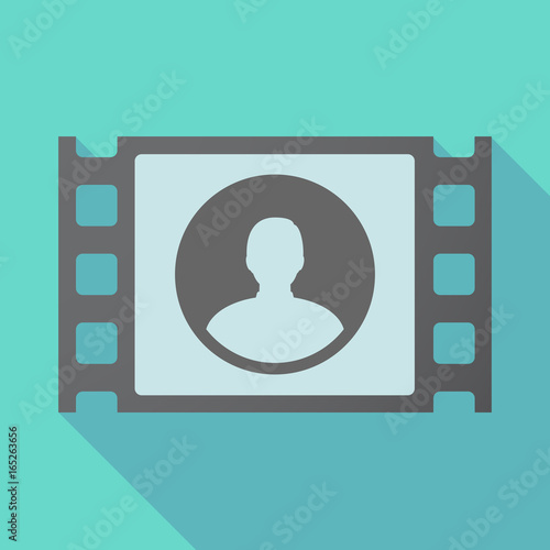 Long shadow film frame with a male avatar