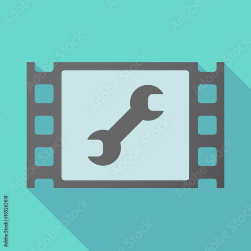 Long shadow film frame with a wrench
