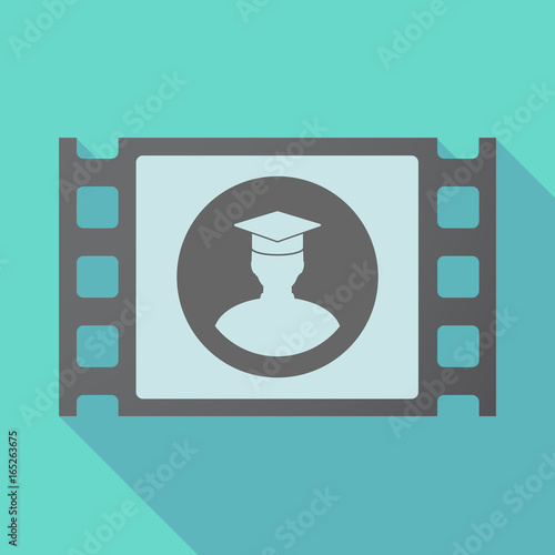 Long shadow film frame with a student