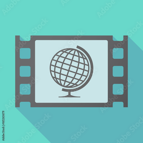 Long shadow film frame with  a table world globe