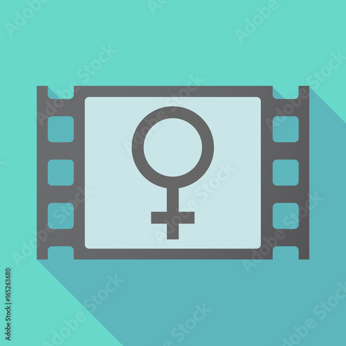 Long shadow film frame with a female sign