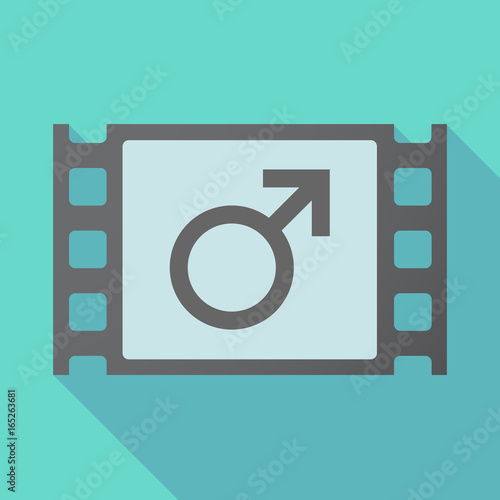 Long shadow film frame with a male sign