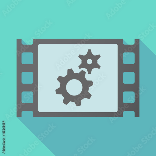 Long shadow film frame with two gears